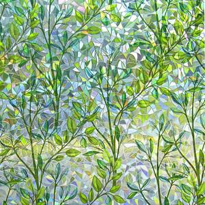 Window Privacy Film Stain Glass Window Film Rainbow Window Film Window clings Non-Adhesive Reusable Decorative for Room (Leaf Rainbow), 36 inch Wide