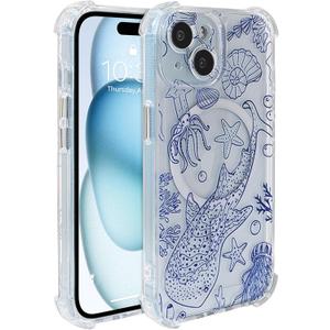 for iPhone 14 Case Clear Magnetic, Compatible with MagSafe, Ocean Marine Animals Pattern, Slim Shockproof Camera Lens Protection Phone Case for Women Men 6.1" - Blue