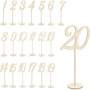 Becho 1-20 Wedding Table Numbers 9" Tall Wooden Table Numbers Tabletop Signs for Wedding,Party,Home Decoration,Rustic Receptions,Banquets,Cafes,Restaurants,Hotels.