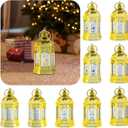 10 Pcs Gold Mini Lanterns Decorative with LED Candle - Small Lanterns Wedding Table Decorations for Centerpieces Home Decor, 6" Hanging Candle Lanterns, Batteries Included