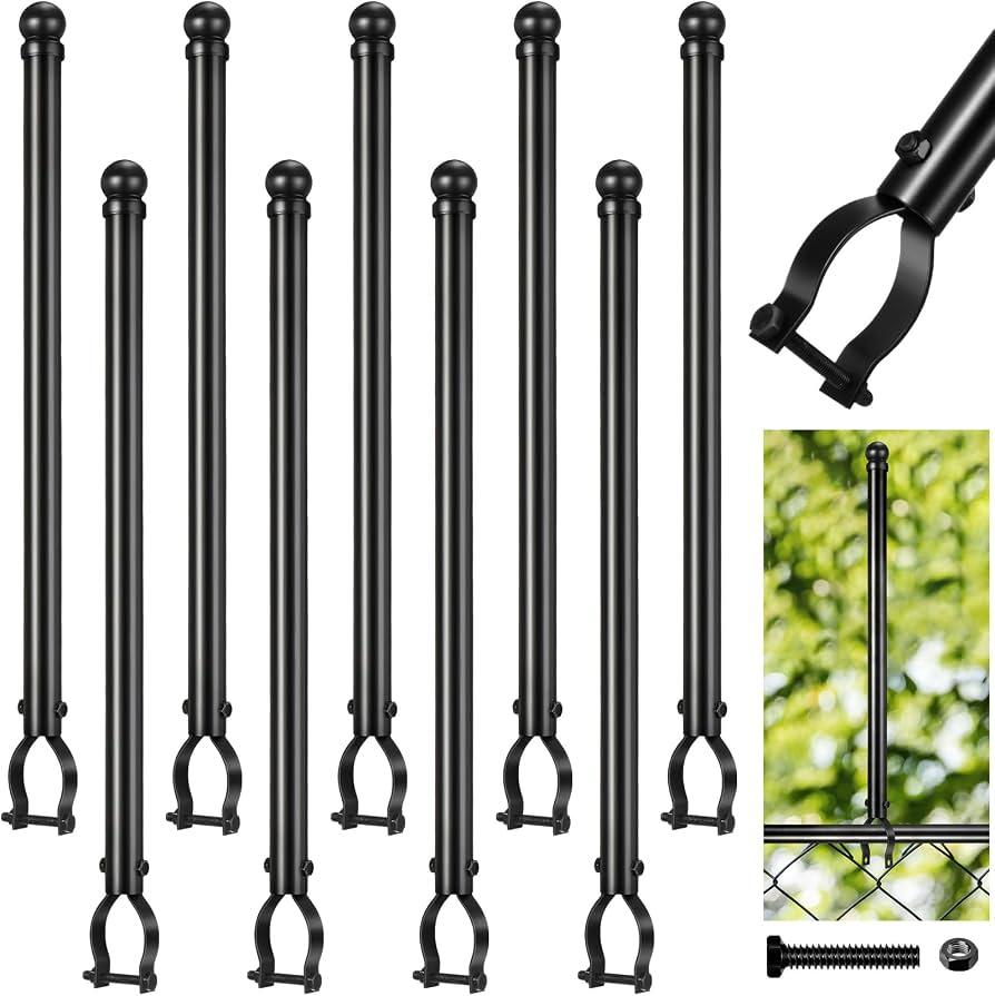 Hicarer 24 Pcs 1-3/8" Chain Link Fence Post Extender 20 Inch Extension Height Galvanized Chain Link Fence Extension for Privacy and Dogs (Black)