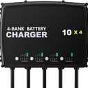 4-Bank Marine Battery Charger - 40a (10a/Bank) 12v Four Modes Waterproof Boat Battery Charger for Agm, Lifepo4 and Deep-Cycle Batteries