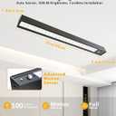 Rechargeable Motion Sensor Ceiling Light, Full Metal Battery Powered LED Closet Light, 3 Color 500LM Dimmable with Remote & Timer, Magnetic Cordless Mount for Shower, Hallway, Garage, Pantry -Black, 16'' Ceiling