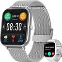 Smart Watch for Men Women Fitness: 1.83 Inch Bluetooth Call Smartwatch with Blood Oxygen Blood Pressure Monitor Compatible with Android Ios 100+ Sports Mode Heart Rate Monitor Step Counter IP67 Watch (Silver)