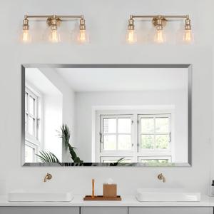 24x40 Inch Bathroom Mirror Frameless Beveled Edge Rectangle Wall Mirror Explosion Proof and Shatterproof Bathroom Vanity Mirror Wall Mounted Hang Firmly (Horizontal or Vertical)