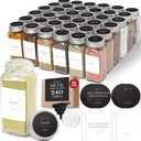Glass Spice Jars with Labels with Metal Lids and Shakers Farmhouse 36 Pack Set, 4oz Small Clear Empty Spice Bottles Seasoning Containers with Label Organizer Square Herb Seasoning Jars for Kitchen,36-pack | Modern Farmhouse Style