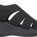 Skechers Women's PIER-LITE - MEMORY MAKER wedge sandal, Black/ Black 9 M