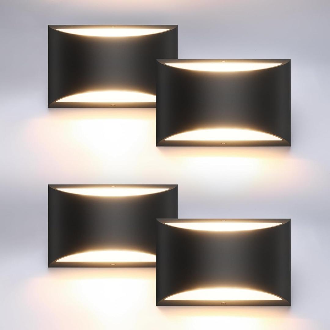 Aipsun 4 Pack Black Modern LED Wall Sconce Hardwired Indoor Wall Lights Up and Down Wall Mount Light for Living Room Bedroom Hallway Corridor Conservatory Warm White 3000K(with G9 Bulbs) (4 Pack, Warm light-Black Aluminum)
