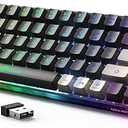 65% Wireless Gaming Keyboard, Rechargeable, LED Backlit, Plug-and-Play, Ultra-Compact Anti-ghosting No-Conflict Keyboard for PC Laptop Windows  Black-Grey