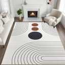 8x10 Boho Area Rug for Living Room Modern Geometric Abstract Rug Ivory
