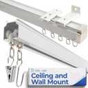 Jos & Haz Ceiling Curtain Track 16.4ft, Aluminum Curtain Track Wall Mount