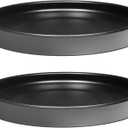 2 Pack Ceramic Plant Saucer Pot Tray 7 Inch, Planter Saucers 4 5 6 7 8 9 10 11 12 13 Inch for Indoors Outdoor, Durable Sturdy Flower Drainage drip Water Tray for Glazed Pots Base (7 Inch-Black)