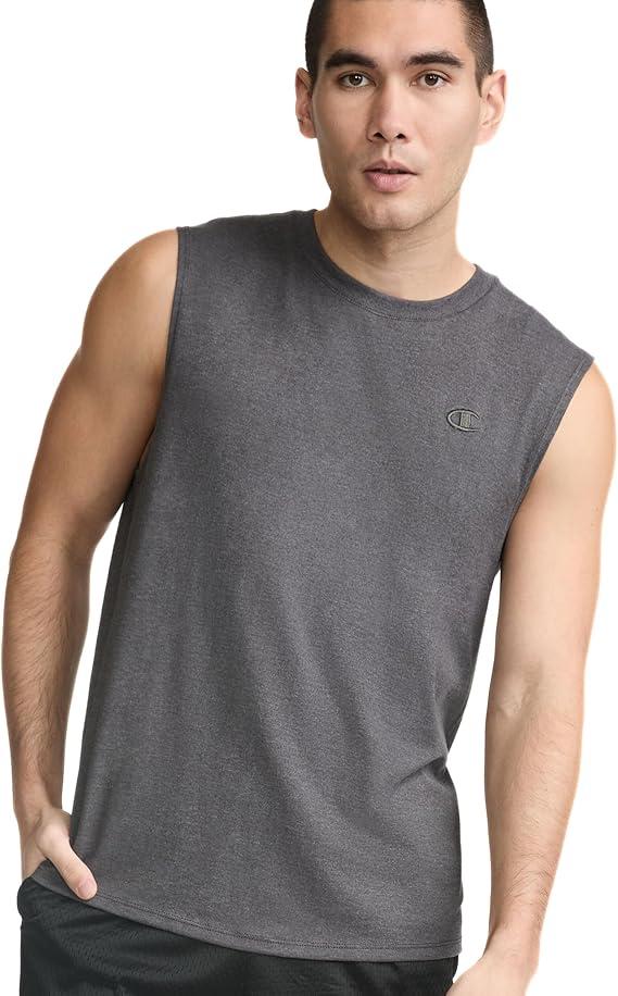 Champion Men's Classic Jersey Muscle Tee, Script Logo M