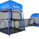 Catio Outdoor Cat Enclosure, 3-in-1 Extra Large Portable Cat Playpen with Tower Tent & Tunnel, Foldable Waterproof Mesh Catio for Indoor Outdoor Cats & Small Pets