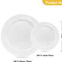 Goodluck 200PCS White Plastic Plates, Heavy Duty Disposable Plates with 100 10.25 inch Dinner Plates and 100 7.5 inch Dessert Plates for Party, Holiday, Wedding