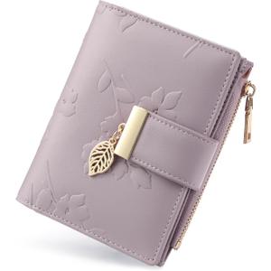 yiijay Small Wallet Women RFID Blocking Leather Bifold Wallet Credit Card Holder for Women Ladies Compact Wallet Mini Purse With Zipper Pocket