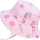 JAN & JUL Girls' Adjustable Water Resistant Bucket Sun-hat 50+ UPF (2-5T, Pink Ice Cream)