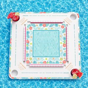 32"x32" Large Floating Mahjong Table for Pool & Hot Tub, Waterproof Float Board for Mahjong, Poker, Dominoes & Card Games, Summer Floating Game Tray for Adults Party & Spa Relaxation (Blue)