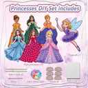 4 x mom&myaboys Poke in Fun Art Kit for Kids DIY Princess Craft Set Birthday Gifts for Girls Ages4-8,Mess-Free Art for Children Fun Activity for Boys Old 3 4 5 6 7 8 9,Christmas Gift for Kid 3 Up