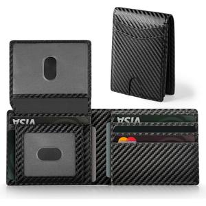 GNDR Wallet For Men RFID Blocking Leather Black Wallets Bifold Carbon Fiber Front Pocket Card Holder Mens Accessories With Gift Box