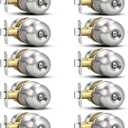 Plustool 10 Pack Brushed Nickel Door Knobs,Privacy Door Knob with Lock, Interior Doorknobs Silver, Keyless Door Locks Set for Bedrooms Bathrooms, Reversible for Left/Right Door Handle