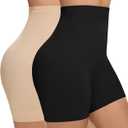 Womens Shapewear Tummy Control, Girdles for Women Body Shaper High Waist Shapewear Shorts Under Dress (Large, 2 Pack Black+nude)