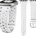Wearlizer Leather Band Compatible with Apple Watch Band Size: 38/40/41/42mm(Series 11 10) Women Men, Dressy Breathable Hollow-out Braided Strap for iWatch Bands Series 11 10 9 8 7 6 5 4 3 SE/Ultra 3 2 1