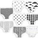 BaeBae Goods Potty Training Underwear for Boys & Girls 8 Piece, Absorbent Cotton Baby Toddler Training Pants 12M (Black)