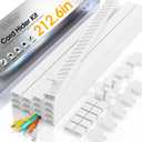 212.6in Cord Hider Wall, Cord Covers for 2-3 Wires on Wall, Paintable Cable Hider Raceway, Easier Set-up Wire Hider Wire Covers for Cords on Wall, Self-Adhesive Cable Cover, W0.95 H0.55in, White