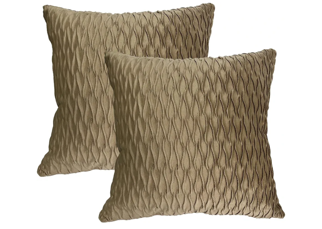 18x18 Inch Soft Velvet Throw Pillow Covers Set of 2 Soft Decorative Cushion Cases with Texture for Sofa Couch Bed Living Room (Camel)