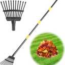 Rake for Leaves, Small Leaf Rake for Garden, 70-inch Adjustable Metal Rakes-Tool with 11 Steel Tines for Gardening, Yard, Shrub, Flower Beds, Lawns