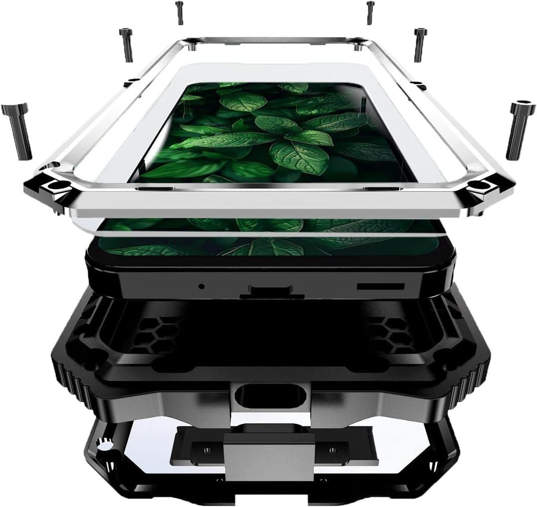 Lunivop for Samsung Galaxy A36 5G /Galaxy A56 5G Case (6.7 '') 2025 Metal Heavy Duty Phone Case with Built-in Screen Protector Full Body Protective Dust Proof Military Grade Rugged Silver