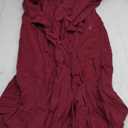 Ladyful Women's Button Down Cotton Linen Shirt Dress Long Sleeve Maxi Shirtdress Beach Summer Dress Pockets (Red)