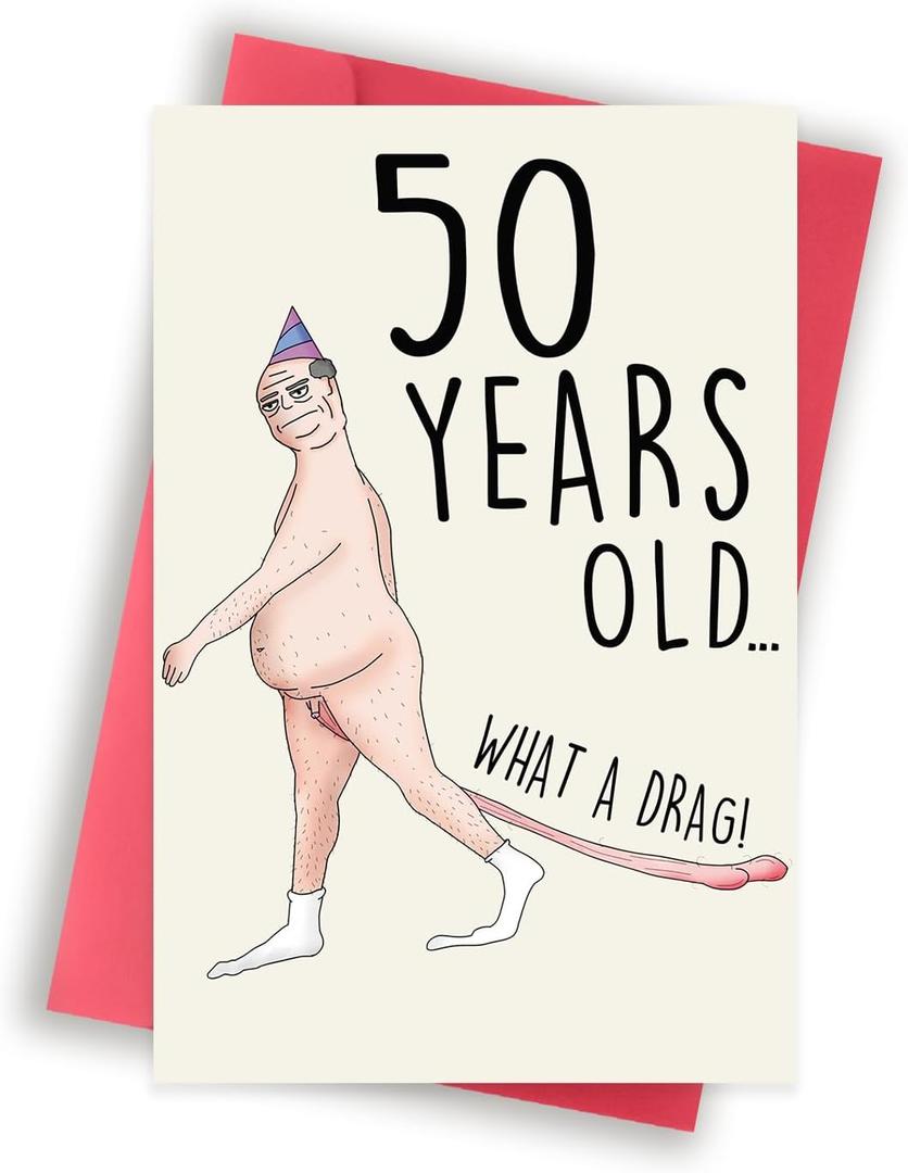 6 x Funny 50th Birthday Card for Men Him, Happy 50 Year Old Birthday Gifts for Men Him, Happy 50th Birthday Card Gifts for Husband from Wife, 1974 Birthday Gifts for Men, 50th Bday Decorations for Men