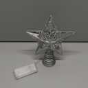 Juegoal Star Tree Topper with 20 LED Lights, Metal Silver Lighted Treetop Ornaments, Battery Powered Light Up Christmas Tree Decorations, 6.5 x 6.5 Inches