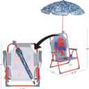 Marvel Spiderman Kids Beach Chair with Umbrella,Portable Folding Outdoor Chair with Shade,Lightweight & Durable for Ages 3+, 12 Inches X 14.75 Inches X 19 Inches
