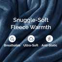 Ultra Soft Fleece Blanket King Size - Flannel Fleece Luxury King Blanket - Lightweight for Couch Bed Chair - Thick, Warm and Breathable - All Season Cozy Fuzzy, Anti-Static Microplush Bedding, Navy