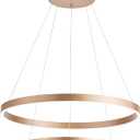 MADEM Modern LED Chandelier 2-Ring Circular Dimmable Pendant Light Contempoary Chanderlier Flush Mount Pendant Lighting for Living Room Dining Room, Bedroom,3000K-6000K, Gold, 60W