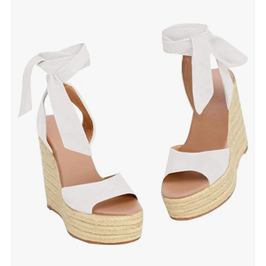 Liyuandian Womens Platform Espadrille Wedges Open Toe High Heel Sandals with Ankle Strap Buckle Up Shoes(size 7 1/2)