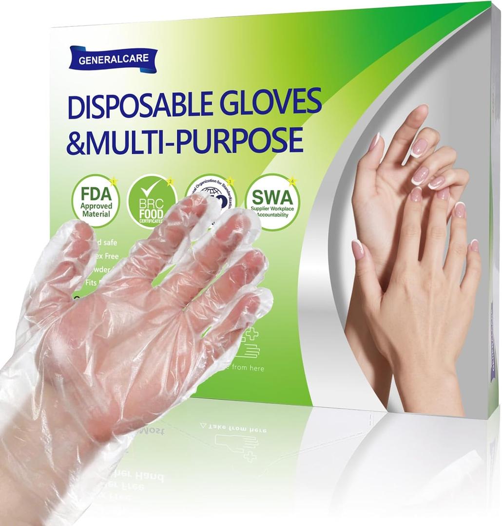 2 x 100-Count Disposable PE Gloves for Paraffin Wax Therapy | Transparent Liners for Hot Wax Treatment and Hand Care