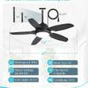 Fanbulous 42 Inch Waterproof Outdoor Ceiling Fan with Lights and Remote,IP65 Hanging Gazebo Fan with 3CCT 6-Speed DC Motor,Black Wet Rated Plug in Ceiling Fan with Cord for Patios Porch Pergola