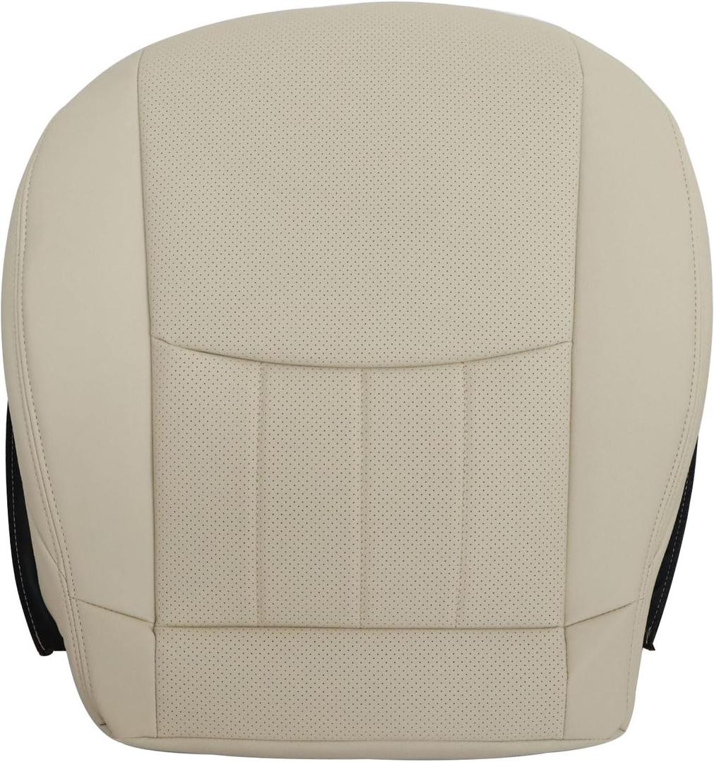 SecosAutoparts Driver Side Bottom Replacement Perforated Leather Beige Light Tan Seat Cover Compatible with Mercedes-Benz C280 2006 2007