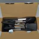 TeamFar Kitchen Utensils Set of 8, Silicone Utensils Kitchen Tools Set with Stainless Steel Handle, for Frying Serving Flipping Draining, Non-toxic & Heatproof, Nonstick & Dishwasher Safe - Black