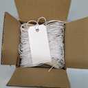 100 White Tags with String Attached - #1, 2 3/4 x 1 3/8, Paper Blank Hang Labels with String and Reinforced Eyelet