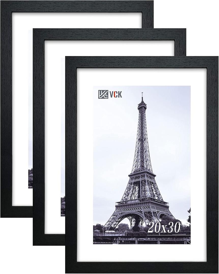 VCK 20x30 Frame 3 Pack,Solid Wood Black 20x30 Poster Frame, Wall Mounting Hanging