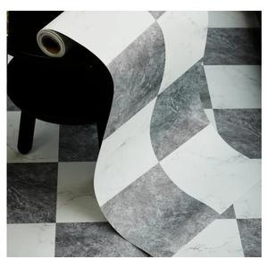 Checkered Peel and Stick Vinyl Flooring Roll – 15.7"x 236" Matte Finish Self Adhesive Floor Paper with Wear Layer, Covers Old Floors, Quick Fix for Flooring Jobs, 1-Person Update for Kitchen, Bathroom