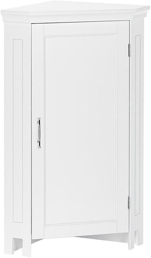 RiverRidge Somerset Corner Floor Bathroom Cabinet with Adjustable Shelf, Satin/Mirror Handles, Painted MDF, Maximizes Space in Small Bathrooms, 20.5" W x 14.5" D x 32" H, One Size