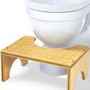 Easoger Toilet Stool, Bamboo Poop Stool, 7" Potty Stool, Wood Bathroom Step Stool Squat with Anti Slip Layer, Toilet Foot Stool 330 lbs Capability
