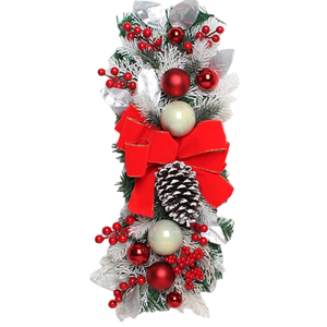 Christmas Garland for Stairs Railing Door Swag Balls Realistic Scene Layout Plastic Xmas Stair Wreath Pendant for Party