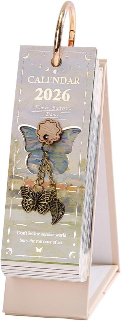 Icceemee 2026 calendar desk calendar 2026 January-December Calendar - Oil Painting Themes with Inspiring Quotes for Each Page, 8.7" x 4" Desk Planner for Office Home Planning & Organizing